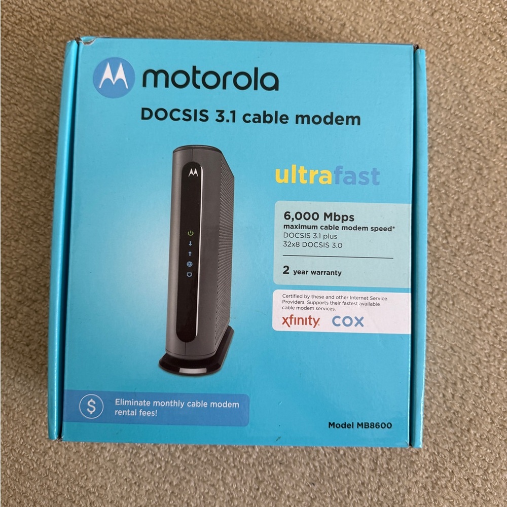 Motorola DOCSIS 3.1 plus Cable Modem 32x8 - Black